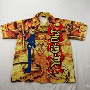 Yu-Gi-Oh Button Down Shirt Kids Size 8 Yellow Yami Yugi All Over Print Anime